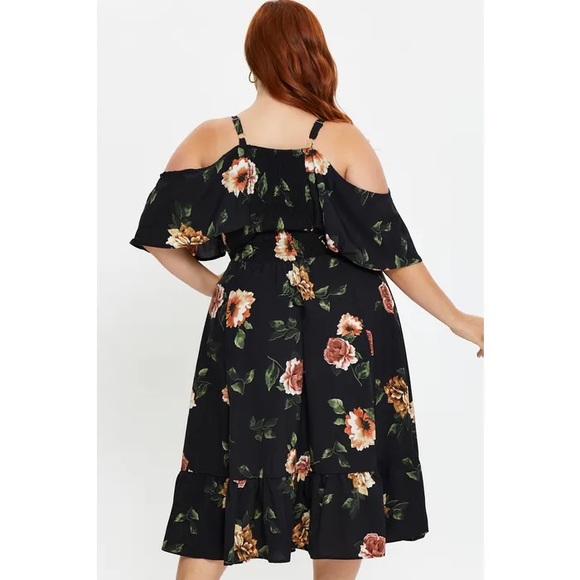 Floral Cold Shoulder Dress - Picture 2 of 5